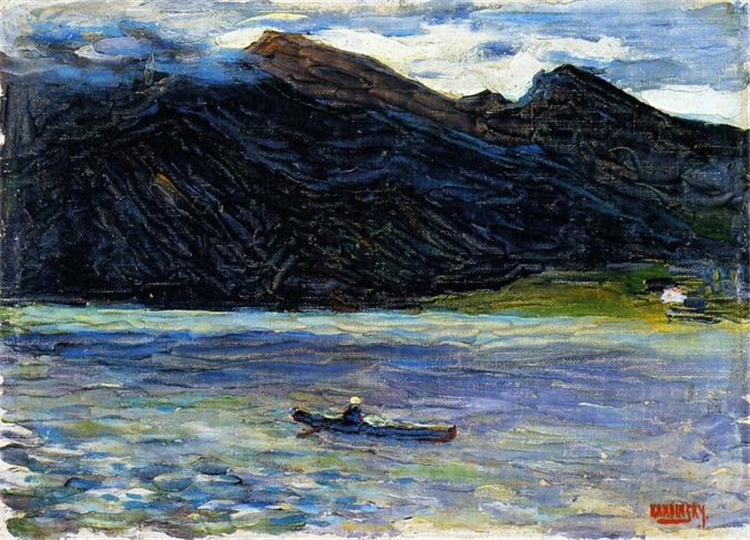 Kochel - Lake with Boat 1902 Wassily Kandinsky Oil Painting